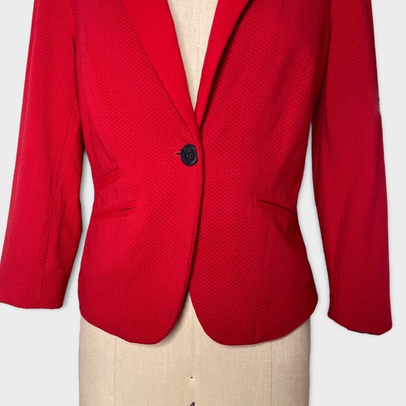 The Limited Red Polka Dot Fitted Stretch Blazer Jacket Small - Picture 4 of 10